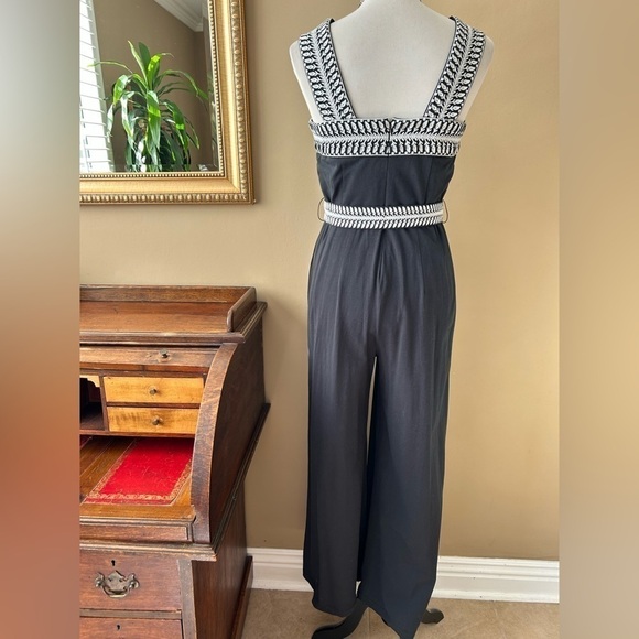 Soft Surroundings Sissa & Black White Embroidered Wide Leg Belted Jumpsuit NWT - Picture 5 of 9